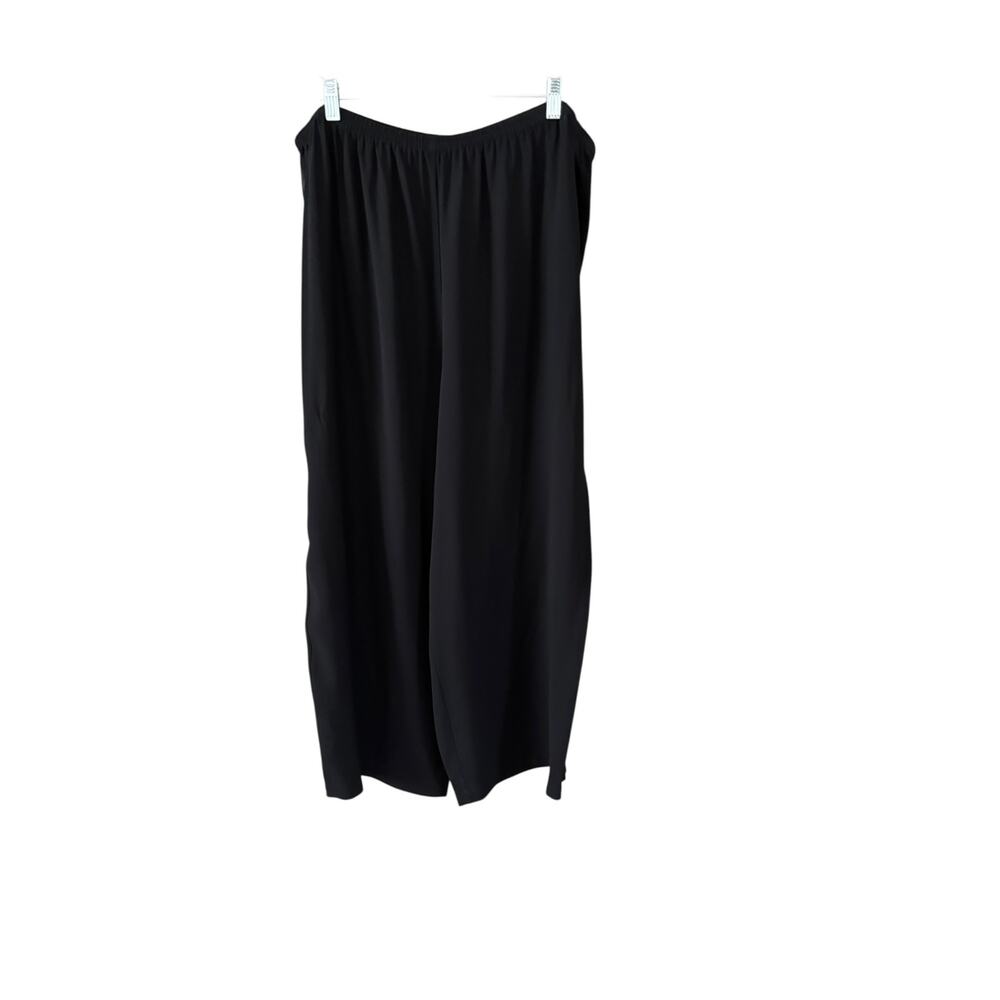Eileen Fisher Woman Black Silk Pants Size 2X 100% Silk Elastic Waist